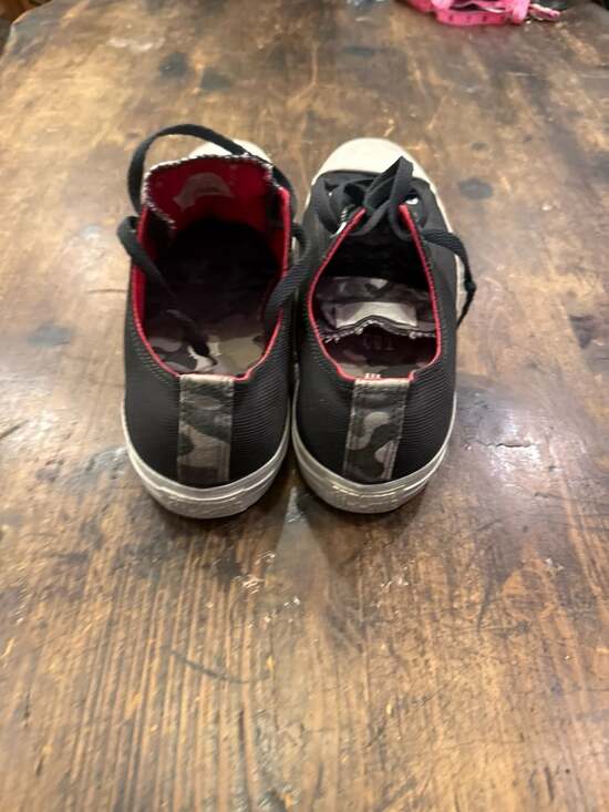 Converse Chuck Taylor All Star Low Top Black Ballistic Camo Red Accent Sneakers - Picture 2 of 6